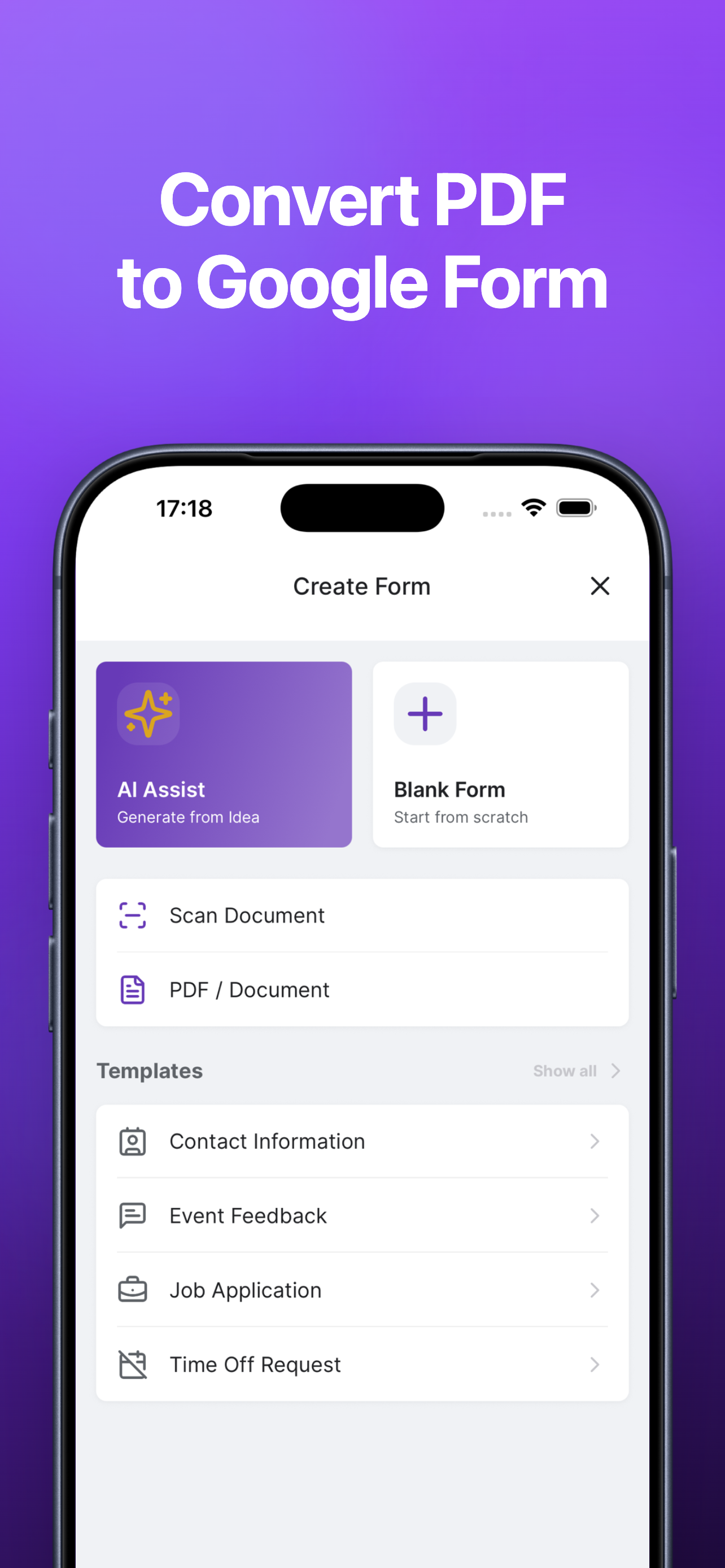 Convert PDF to Google Form